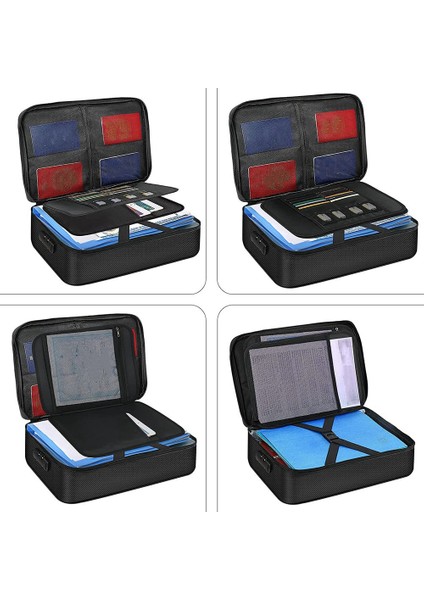 2x Organizatör Çantası Yanmaz Belge Çantası Kilitli Taşınabilir Dosya Saklama Kutusu Tutucu Belge Dosya Pasaportu (Yurt Dışından) fırsatları