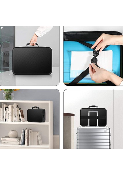 2x Organizatör Çantası Yanmaz Belge Çantası Kilitli Taşınabilir Dosya Saklama Kutusu Tutucu Belge Dosya Pasaportu (Yurt Dışından) indirimleri