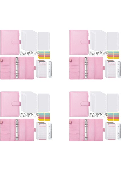 4x A6 Fermuarlı Zarflı Bütçe Bağlayıcı, Bütçe Planlayıcısı Kitap Para Tasarrufu Organizatör, Bütçeleme Için Nakit Zarflar Pembe (Yurt Dışından)