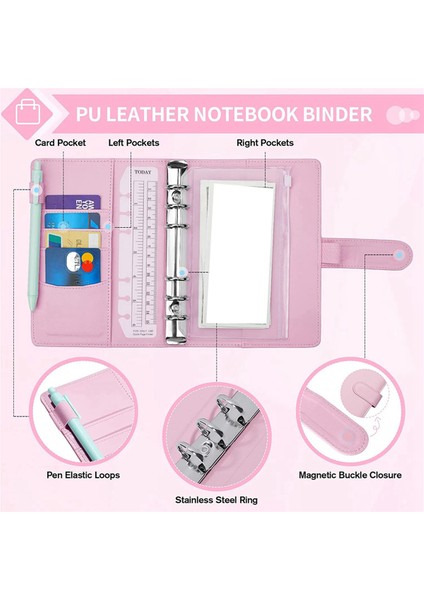 4x A6 Fermuarlı Zarflı Bütçe Bağlayıcı, Bütçe Planlayıcısı Kitap Para Tasarrufu Organizatör, Bütçeleme Için Nakit Zarflar Pembe (Yurt Dışından) indirimleri