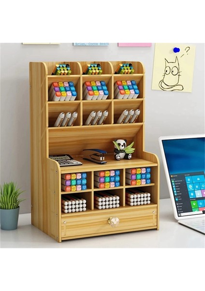 2x Çok Fonksiyonlu Ahşap Masaüstü Kalemlik Ofis Okul Kırtasiye Depolama Standı Durumda Masa Kalem Kalem Organizatör (Yurt Dışından) fırsatları