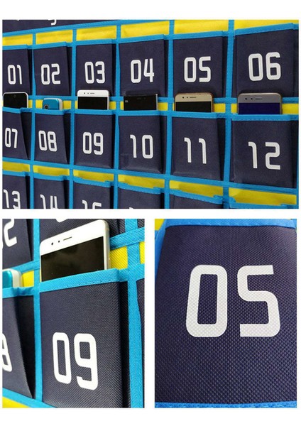 6x 42 Numaralı Cepler Grafik Cep Telefonu Asılı Organizatör Asılı Saklama Çantası Sınıf Hesap Makinesi Telefon Tutucular (Yurt Dışından) fiyatları