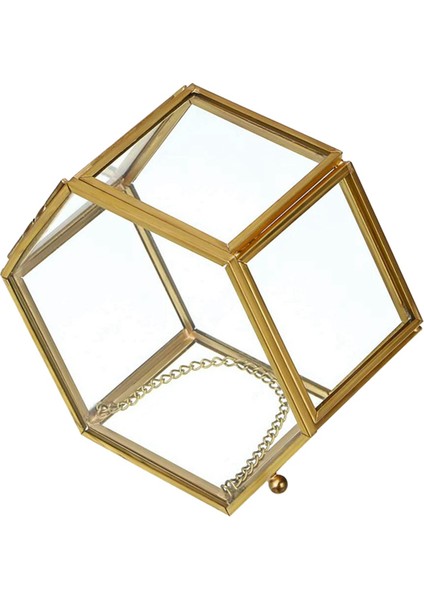 4x Cam Vintage Mücevher Kutusu Altın Geometrik Takı Ekran Organizatör Kutusu Ev Depolama Için Dekoratif Kutu (Orta) (Yurt Dışından) modelleri