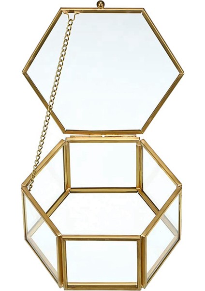 4x Cam Vintage Mücevher Kutusu Altın Geometrik Takı Ekran Organizatör Kutusu Ev Depolama Için Dekoratif Kutu (Orta) (Yurt Dışından) fırsatları