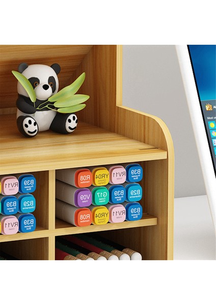 2x Çok Fonksiyonlu Ahşap Masaüstü Kalemlik Ofis Okul Kırtasiye Depolama Standı Durumda Masa Kalem Kalem Organizatör (Yurt Dışından)