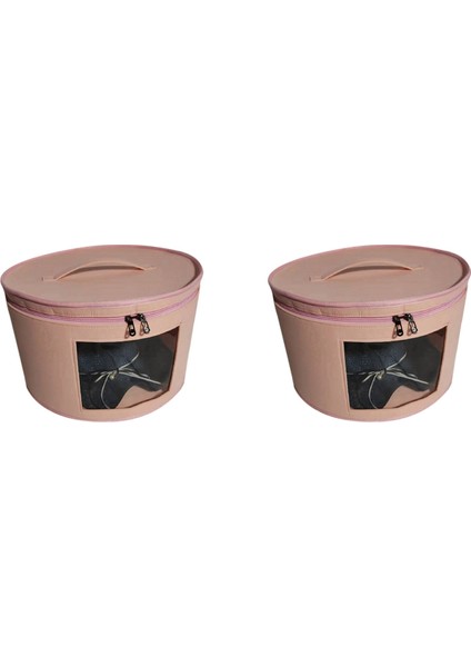 2x Şapka Kutusu Organizatör Yuvarlak Seyahat Şapka Kutuları Katlanabilir Şapka Saklama Çantası Toz Geçirmez Kapaklı Büyük Şapka Saklama Kutusu C (Yurt Dışından)