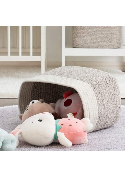 3x Pamuk Halat Saklama Sepetleri Kutusu Depolama Kare Organizatör Katlanabilir Dekoratif Dokuma Sepet Kulplu, C (Yurt Dışından) modelleri