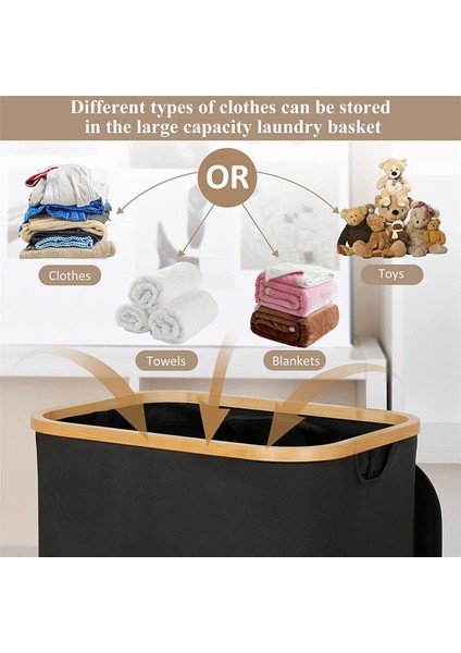 2x 110L Çamaşır Sepeti Saplı ve Kapaklı, Katlanabilir Sepet Organizatör ile Çıkarılabilir Iç Çanta Giysi Oyuncakları Için Siyah (Yurt Dışından) fiyatları