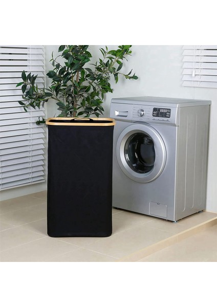 2x 110L Çamaşır Sepeti Saplı ve Kapaklı, Katlanabilir Sepet Organizatör ile Çıkarılabilir Iç Çanta Giysi Oyuncakları Için Siyah (Yurt Dışından) modelleri