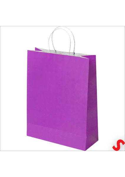 Büküm Saplı Kraft Çanta 32 x 26 x 12 cm , Mor - 1 Adet modelleri