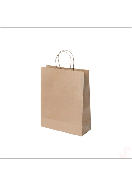 Büküm Saplı Kraft Çanta 32 x 26 x 12 cm , Natürel - 1 Adet