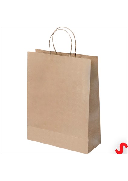 Büküm Saplı Kraft Çanta 32 x 26 x 12 cm , Natürel - 1 Adet modelleri