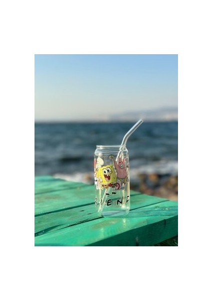 Süngerbob Kahve / Meşrubat Bardağı Pipetli