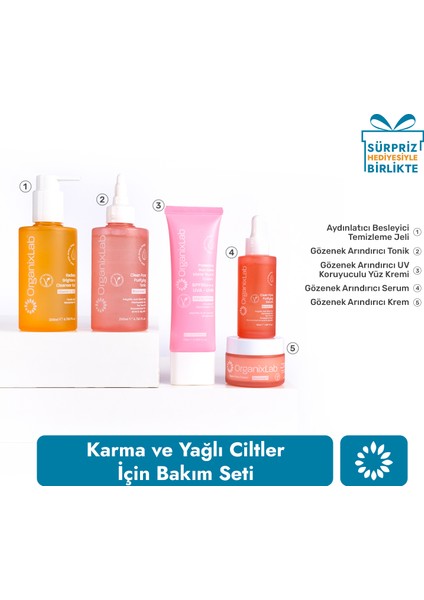 Karma ve Yağlı Ciltler Bakım Seti I Bha C Vitamini Niasinamid Çay Ağacı I 5'li Set