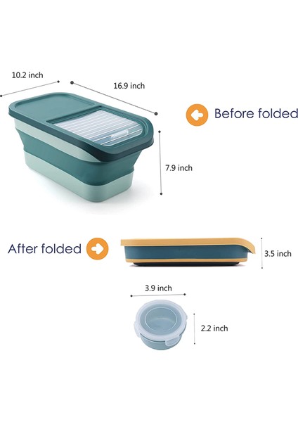 4x Büyük Kapasiteli Katlanabilir Pirinç Kovası Mutfak Ev Böcek Geçirmez Tahıl Saklama Kutusu Tahıl Organizatör Konteyner Yeşil (Yurt Dışından) indirimleri