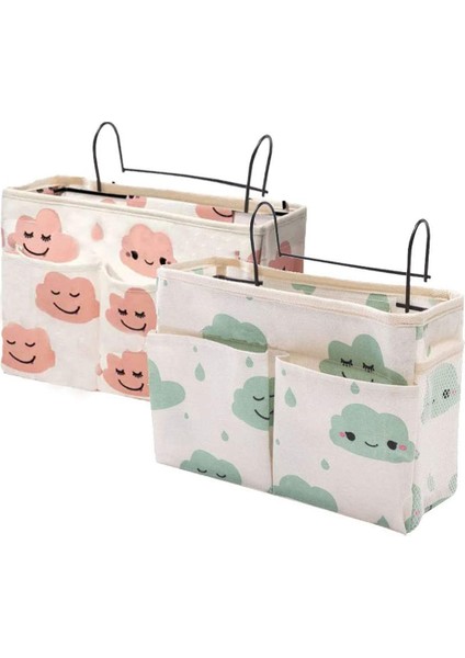 Başucu Organizatör Cep, 2 Adet Asılı Saklama Çantası, Başucu Için, Ev Yatak Rayları/kanepe/okul Yurdu Için (Yurt Dışından)