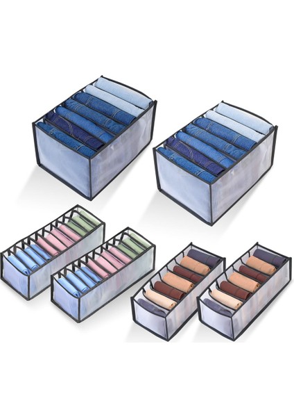 6pc Yıkanabilir Dolap Elbise Organizatörü, Katlanmış Kumaş Için Yıkanabilir Elbise Organizatörü, Giysi Saklama (2 Büyük + 4 Küçük) (Yurt Dışından)