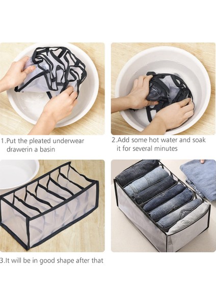 6pc Yıkanabilir Dolap Elbise Organizatörü, Katlanmış Kumaş Için Yıkanabilir Elbise Organizatörü, Giysi Saklama (2 Büyük + 4 Küçük) (Yurt Dışından)