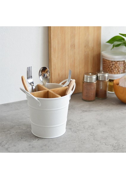 3x Çatal Bıçak Takımı Organizatör Bıçak Standı Depolama Tutucu Ayrı Kaşık Çatal Çubuk Pişirme Aracı Kova Beyaz (Yurt Dışından) fırsatları
