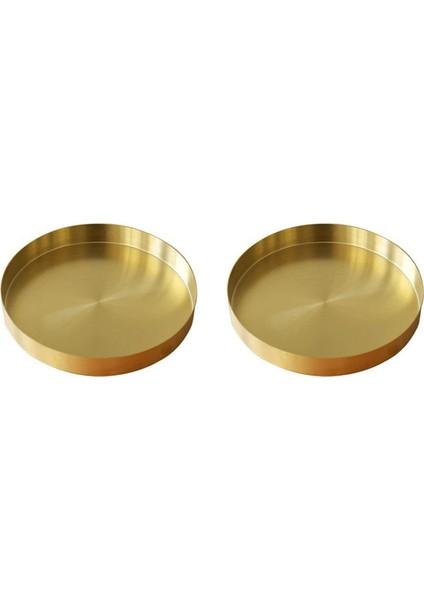 2x Yuvarlak Altın Tepsi, Vanity Için Metal Dekoratif Tepsi Makyaj Tepsisi Organizatör, Banyo, Elbise, Mat Pirinç Kaplama, 7.9 Inç (Yurt Dışından)