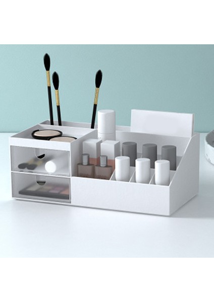 Bölmeli Masaüstü Saklama Kutusu Çekmece Stili Yerden Tasarruflu Kutu Makyaj Için Organizatör Kabı-Beyaz (Yurt Dışından) fırsatları