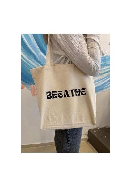 Kanvas Bez Çanta - Breathe - 320 gr - %100 Pamuk - Büyük Boy