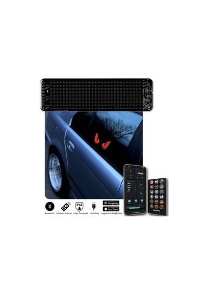 Araba/motor LED Matrix Panel Dijital Ekran Kumandalı App Kontrollü Oto Aksesuar