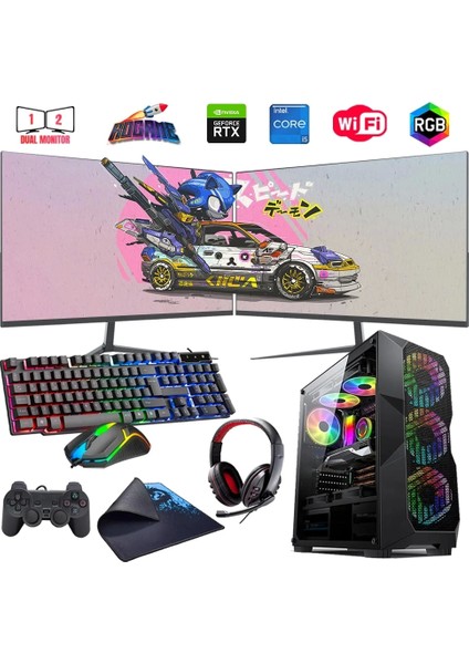 I5 14400F 32GB Ddr4 1tb M2 6gb RTX3050 Çift 24" Mon. Oyun Bilgisayarı (Gaming Set)