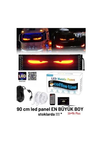En Büyük Boy 90 cm Matrix LED Panel Cama Yapışan Yazı Yazan Telefon Kontrollü LED Ekran (16*96) Plus