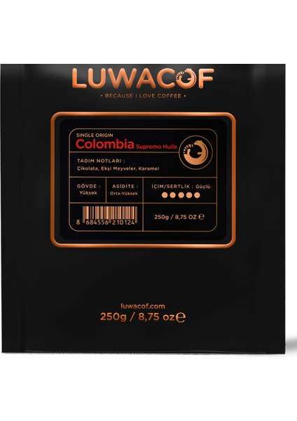 Colombia Supremo Huila Yöresel Kahve 250 gr