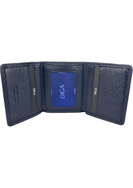 Diga 829 Deri Üç Kat Cüzdan Lacivert