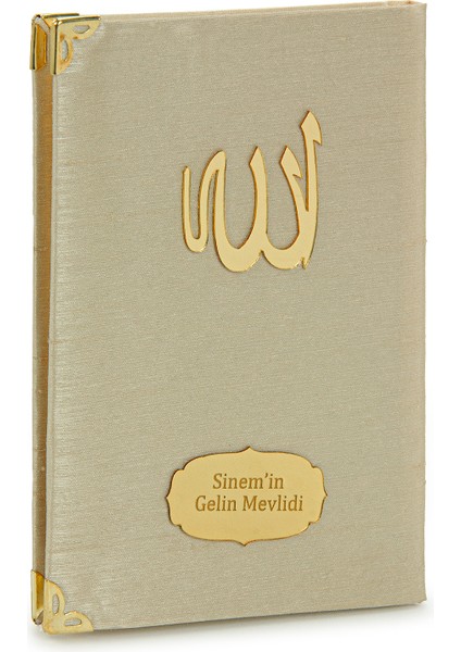 10 Adet - Şantuk Kumaş Kaplı Yasin Kitabı - Çanta Boy - Isme Özel Plakalı - Altın