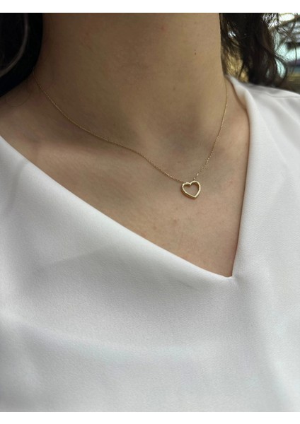 14 Altın Ayar Içi Boş Kalpli Kolye fiyatları