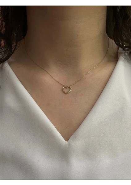 14 Altın Ayar Içi Boş Kalpli Kolye modelleri