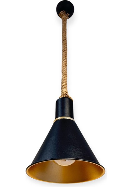 Wınd Lıghtıng Konik Halatlı Metal Sarkıt, E27 Duylu, Siyah/gold