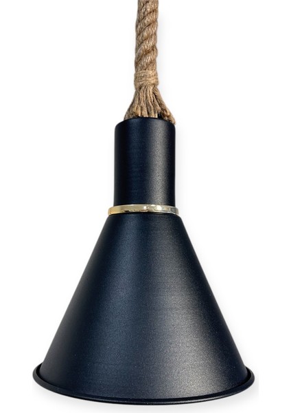 Wınd Lıghtıng Konik Halatlı Metal Sarkıt, E27 Duylu, Siyah/gold