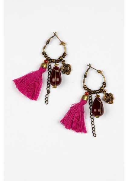 Etnik Otantik Püsküllü Küpe