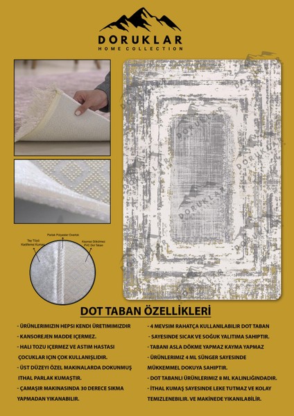 Kaymaz Taban Yıkanabilir Dijital Baskı Dekoratif Modern Desenli Dot Taban Halı Nova Serisi NV20 fiyatları