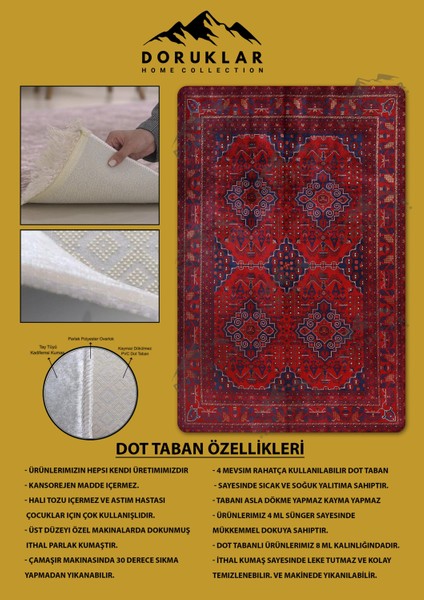 Kaymaz Taban Yıkanabilir Dijital Baskı Dekoratif Modern Desenli Dot Taban Halı Nova Serisi NV08 fiyatları