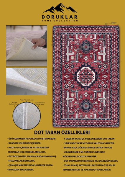 Kaymaz Taban Yıkanabilir Dijital Baskı Dekoratif Modern Desenli Dot Taban Halı Nova Serisi NV07 fiyatları