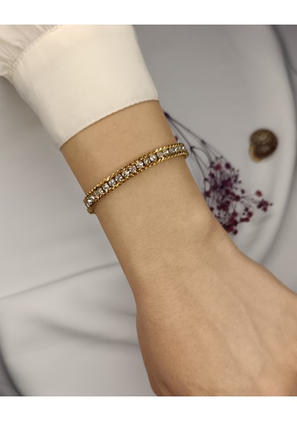 Kadın Gold Renk Burgu Model 316 L Su Yolu Çelik Bileklik fiyatları