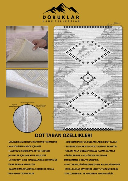 Kaymaz Taban Yıkanabilir Dijital Baskı Dekoratif Modern Desenli Dot Taban Halı Nova Serisi NV14 fiyatları