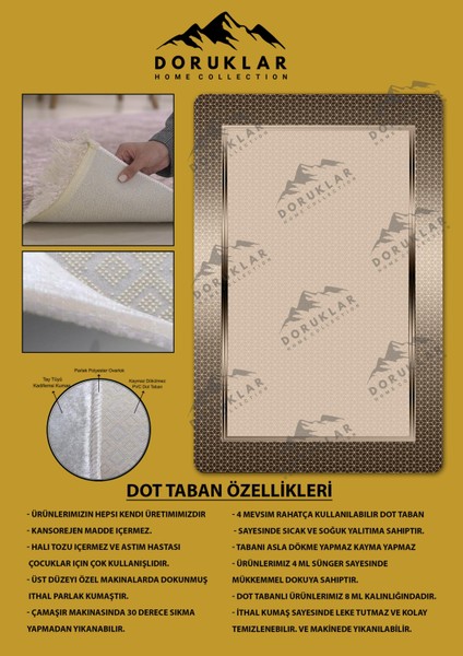 Kaymaz Taban Yıkanabilir Dijital Baskı Dekoratif Modern Desenli Dot Taban Halı Nova Serisi NV03