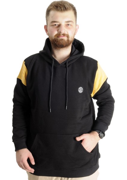 Mode Xl Büyük Beden Erkek Sweat Kapşon Kanguru Cep 23523 Siyah