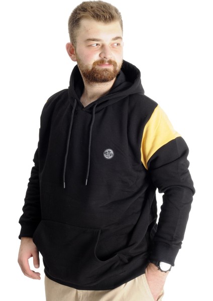 Mode Xl Büyük Beden Erkek Sweat Kapşon Kanguru Cep 23523 Siyah