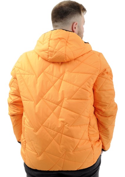 Mode Xl Büyük Beden Erkek Kapitone Mont Kapüşonlu U24606 Oranj fırsatları