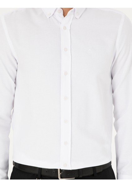 Erkek Beyaz Oxford Slim Fit Uzun Kollu Gömlek 50289396-VR013