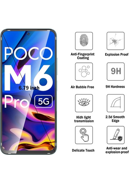 Xiaomi Poco M6 Pro 5g Uyumlu Ekran Koruyucu Nano Cam 2 Adet