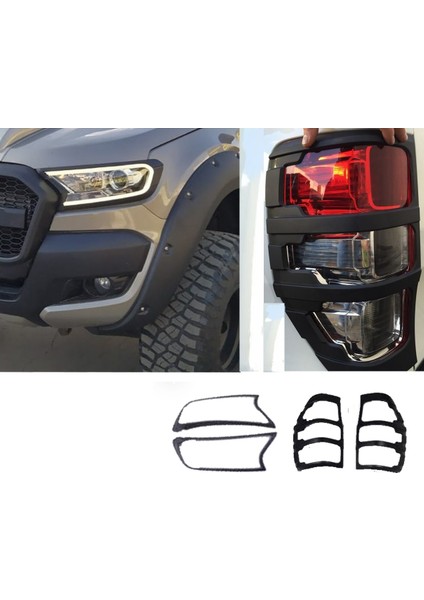 Ford Ranger 2015-2022 Far Stop Çerçeve Kaplama Siyah