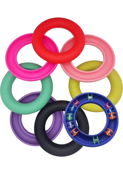 8 Adet Silikon Bobin Koruyucuları Yuvarlak Bobin Tutucular Metal ve Dikiş Aracı Depolama Halkası Organizatörleri (Yurt Dışından)